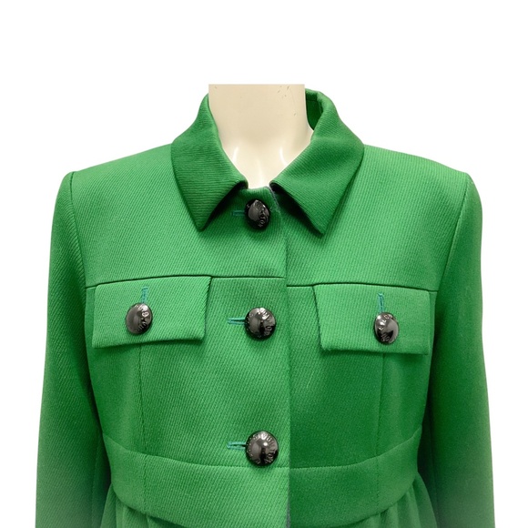LOUIS VUITTON GREEN WOOL AND CASHMERE MILITARY STYLE MID LENGTH COAT - Picture 4 of 5